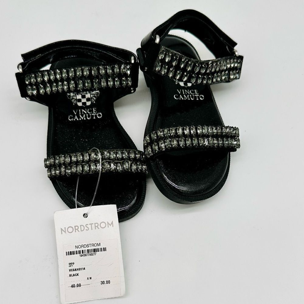 Vince camuto Toddler Girls Flat Fashion Sandals with Marquis Encased Rhinestones